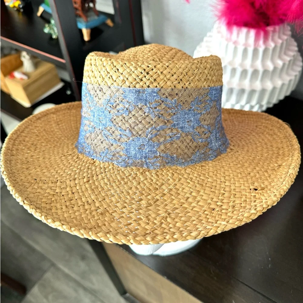 Blue Sunflower with Lace Sun Hat